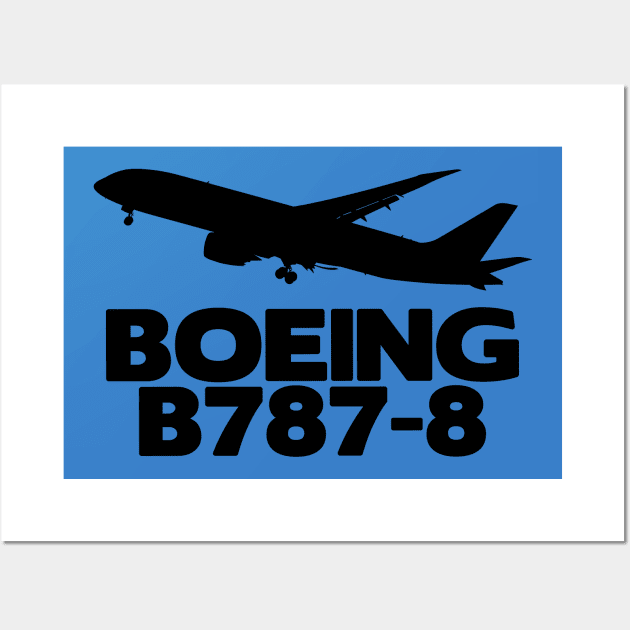 Boeing B787-8 Silhouette Print (Black) Wall Art by TheArtofFlying